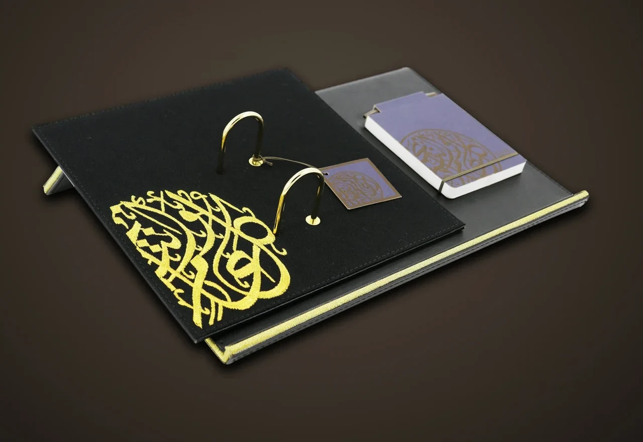 Canvas desk calendar with gold embroidery, item 81230