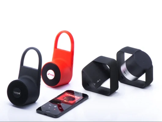 Branded wireless speakers and a phone