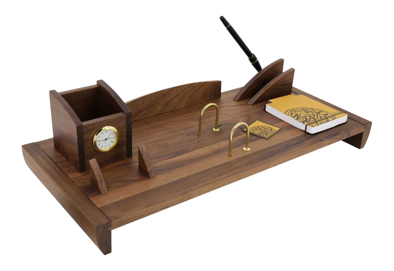 Arched walnut calendar set, royal desk calendar, item 16VIP05