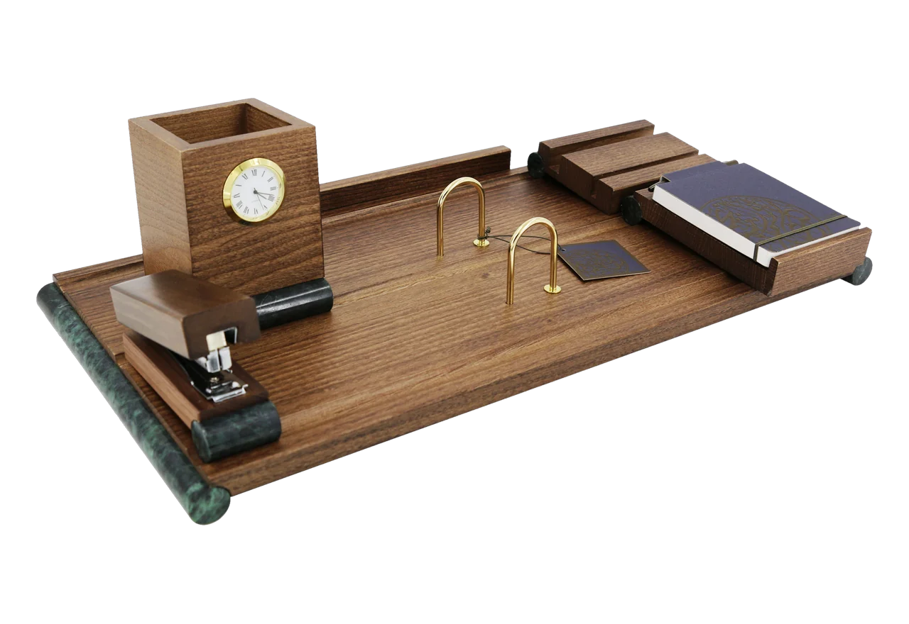 Ash wood and green marble calendar set, royal desk calendar, item 7947ABX